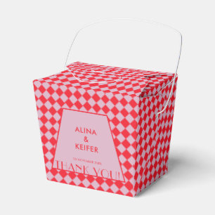 Elegante Retro Rosa & Rot Checkered Wedding Geschenkschachtel