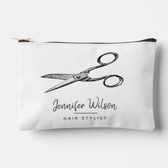 Elegante Retro-Scheren - Minimaler Haarstil Zubehörtasche (Vorderseite)