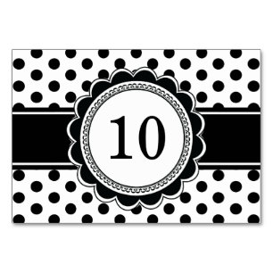 Elegante Retro Schwarz-weiß Polka Dot Tischnummern