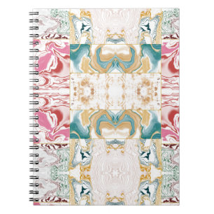 Elegante Retro-Teal- und Rosa-Marmor-Fluid-Art-Mos Notizblock