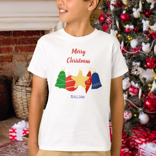 Elegante retro-Weihnachtsornamenten-Familie T-Shirt