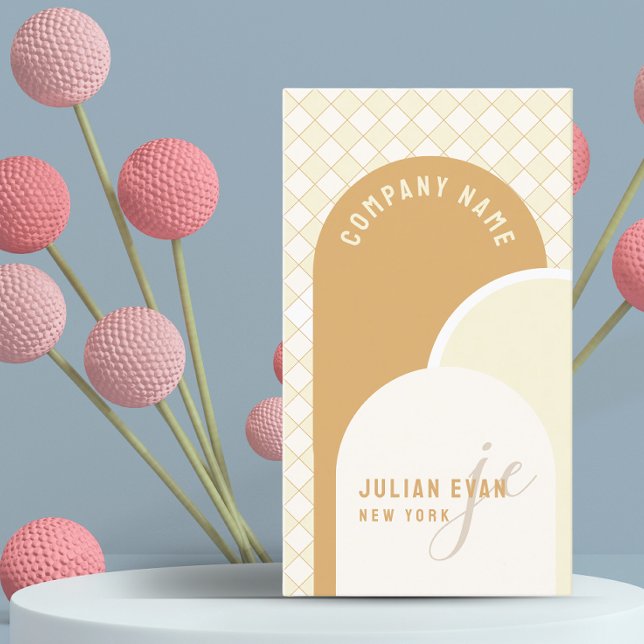 Elegante Retro Yellow Gingham Business Card Visitenkarte (Von Creator hochgeladen)