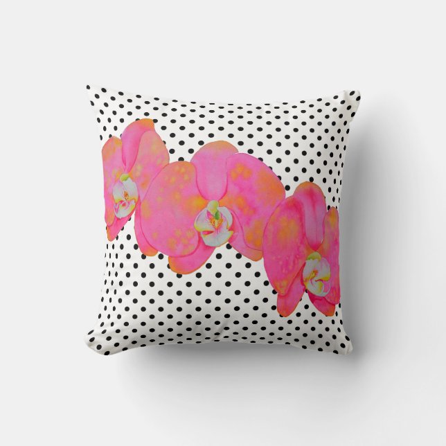 Elegante Retropinke Polka-Punkte Kissen (Vorderseite)
