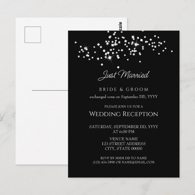 Elegante Rhinestones Hochzeitsempfang entfaltet Postkarte (Vorne/Hinten)