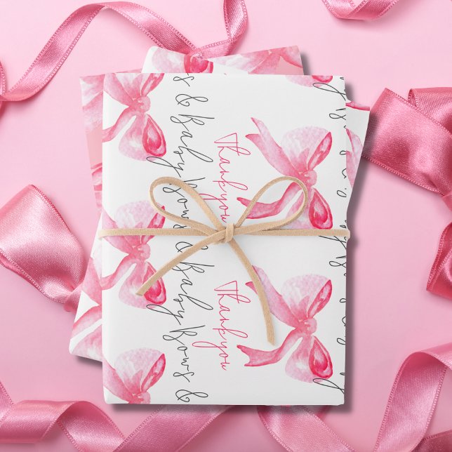 Elegante Ribbon Pink Bows und Baby Girl Baby Showe Geschenkpapier Set (Von Creator hochgeladen)