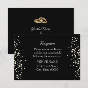 Elegante Ringe mit Strasssteinen Hochzeitsempfang  Dankeskarte