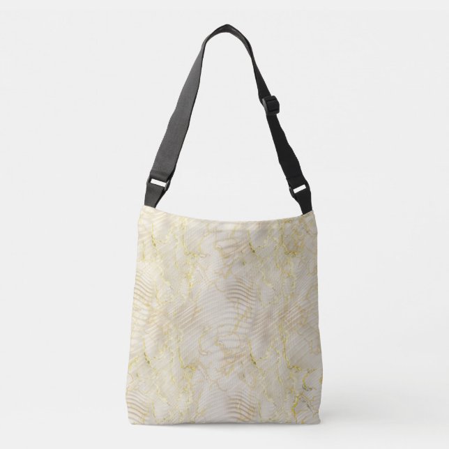 Elegante Ripple Cream & Gold Tragetaschen Mit Langen Trägern (Vorderseite)