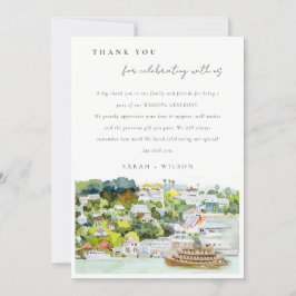 Elegante River Cruise Country Landschaft Hochzeit Dankeskarte