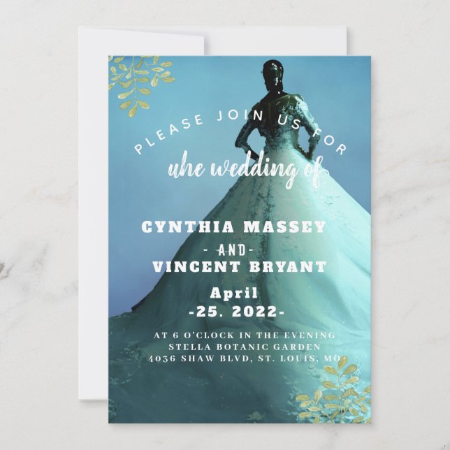 Elégante robe blanche mariage invitation (Devant)
