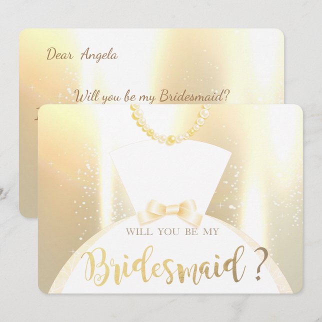 Élégante robe de mariée brillante or carte de demo (Devant / Derrière)