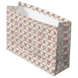Elegante Rococo-Wiederbelebung Rosa Blumen & Beige Große Geschenktüte