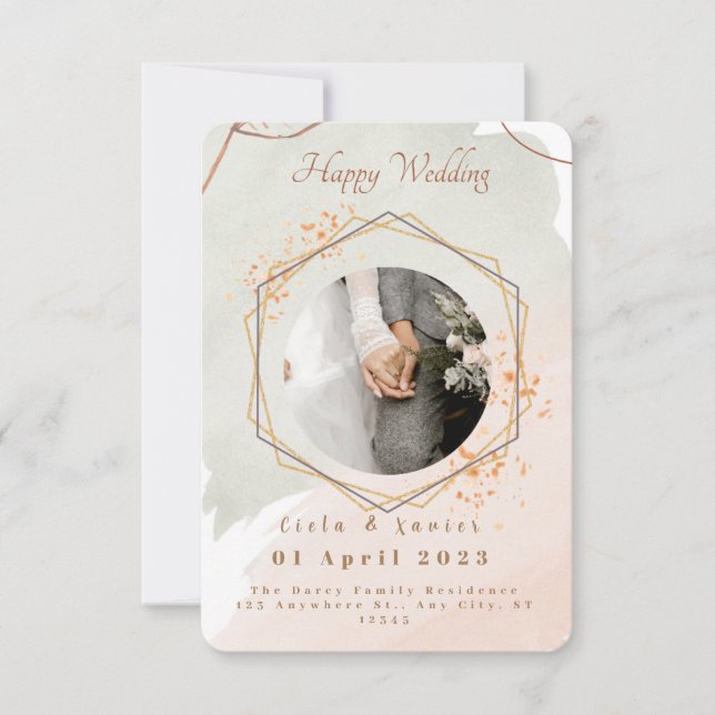 Elegante Romance | Minimalistische Hochzeit mit zw Einladung (Vorderseite)