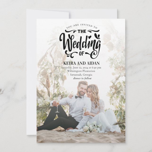 Elegante Romance | Minimalistische Hochzeit mit zw Einladung (Vorderseite)