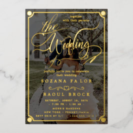 Elegante Romance | Rose Gold Foil Foto Hochzeit Folieneinladung