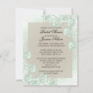 Elegante Romantic Green Damask Bridal Einladung