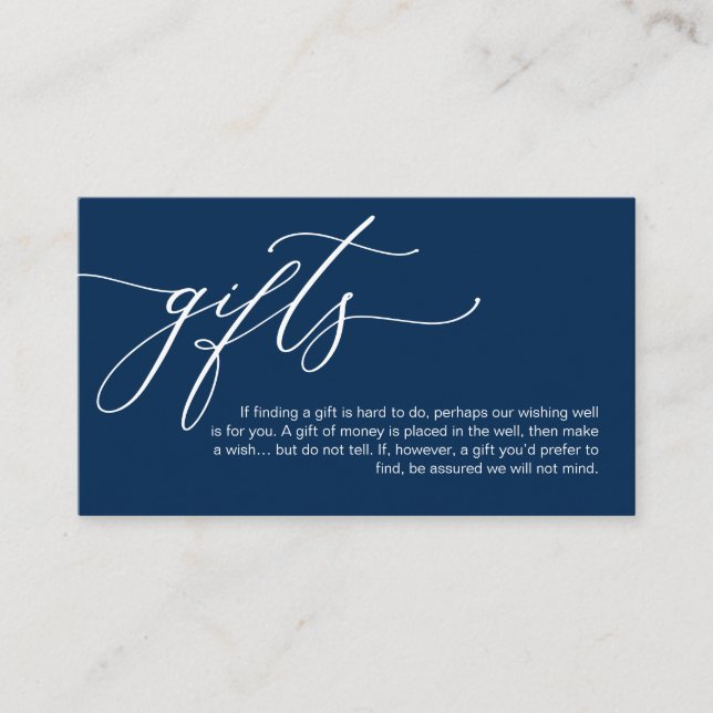 Elegante Romantik, Navy Blue, Ein Hinweis auf Gesc Begleitkarte (Vorderseite)
