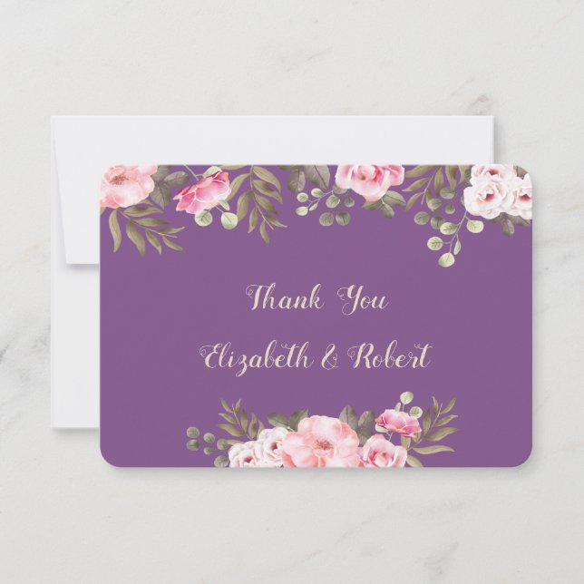 Elegante romantische Aquarellblume Dankeschön Kart Dankeskarte (Vorderseite)
