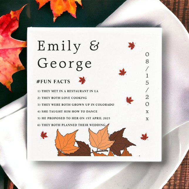 Elegante romantische Blätter fallen Fun Facts Hoch Serviette (Von Creator hochgeladen)