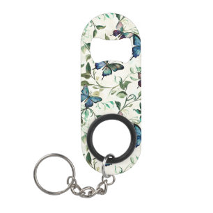 Elegante romantische blaue Schmetterlinge Brautpar Mini Flaschenöffner