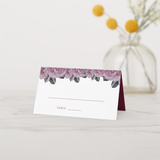 Elegante romantische Blume Sitzende Tisch-Platzkar Platzkarte (Vorderseite)