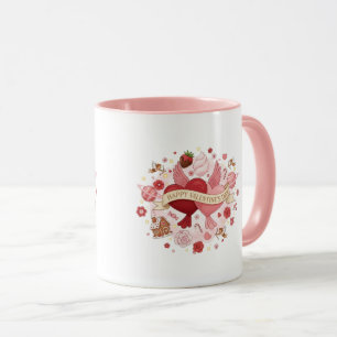 Elegante romantische Blumen-Herz-Kaffeetasse Tasse