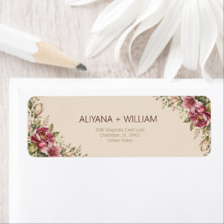 Elegante romantische Blumen-Hochzeits-Rücksendeadr