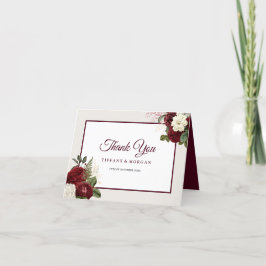 Elegante romantische Blumenhochzeit Dankeskarte