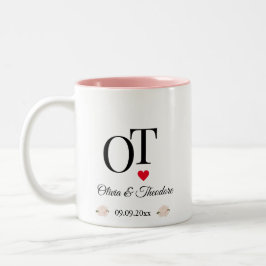 Elegante romantische Blush Pink Bläserblume Hochze Zweifarbige Tasse