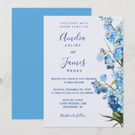 Elegante romantische Blütenhochzeit "Vergessen-Ich Einladung