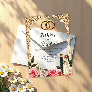 Elegante romantische Braut und Bräutigam Florale H Acryleinladungen
