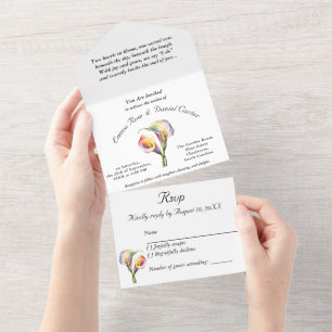 Elegante romantische Cala Lily Frische Pastelle All In One Einladung