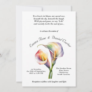 Elegante romantische Cala Lily Frische Pastelle Einladung