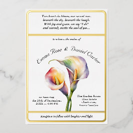 Elegante romantische Cala Lily Frische Pastelle Folieneinladung