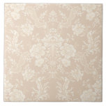 Elegante Romantische Chic Floral Damask-Cream Fliese<br><div class="desc">Elegantes,  Vintag inspiriert Blumendstaubdesign mit schicken,  monochromen,  hellen,  pastellfarbenen Blume,  grünen Rollen und Taschen von zarten Milchbändern. Dieses Muster ist nahtlos und kann nach oben oder unten skaliert werden.</div>