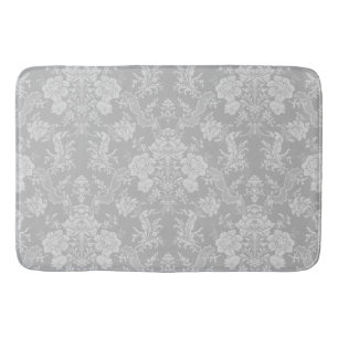 Elegante romantische Chic Floral Damask-Grau Badematte