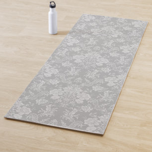 Elegante romantische Chic Floral Damask-Grau Yogamatte