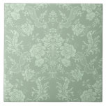 Elegante romantische Chic Floral Damask Grün Fliese<br><div class="desc">Elegantes,  Vintag inspiriert Blumendstaubdesign mit schick monochromen hellgrünen Blume,  grünen Schriftrollen und Taschentüchern mit zarten Lakibons. Dieses Muster ist nahtlos und kann nach oben oder unten skaliert werden.</div>