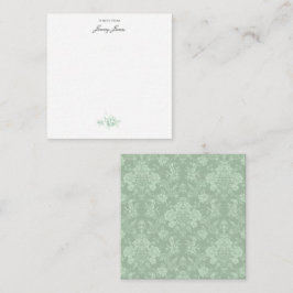 Elegante romantische Chic Floral Damask Grün Mitteilungskarte