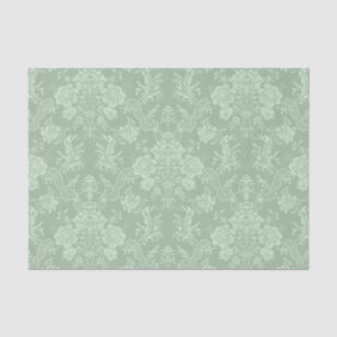 Elegante romantische Chic Floral Damask Grün Seidenpapier