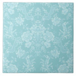 Elegante romantische Chic Floral Damask Mint Fliese<br><div class="desc">Elegantes,  Vintag inspiriert Blumendstaubdesign mit schick monochromen,  hellen,  dunkelpastellfarbenen Minze-Blume,  grünen Rollen und Taschen von zarten Lakiebändern. Dieses Muster ist nahtlos und kann nach oben oder unten skaliert werden.</div>
