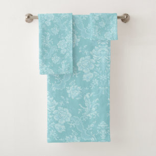 Elegante romantische Chic Floral Damask Minze Badhandtuch Set