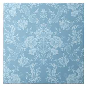 Elegante romantische Chic Floral Damask-Pastel Bla Fliese