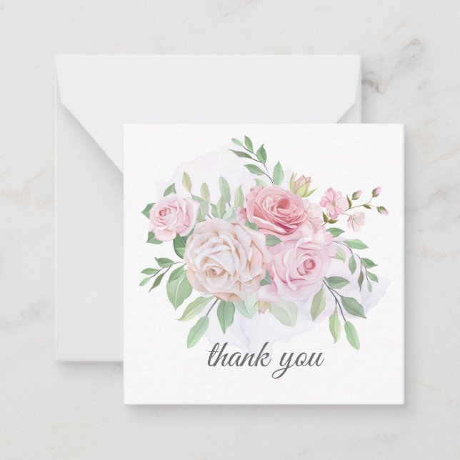 elegante romantische Dankeschön-Rose-Karte Mitteilungskarte (Vorderseite)