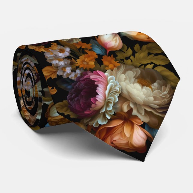 Elegante romantische, dunkle Blumenzwiebeln Krawatte (Gerollt)