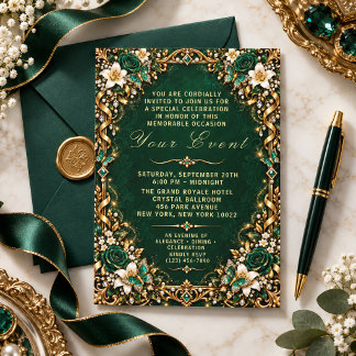 Elegante romantische Floral Glitter-Feier Einladung