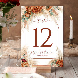 Elegante romantische Floral-Kalligrafie-Boho-Hochz Tischnummer
