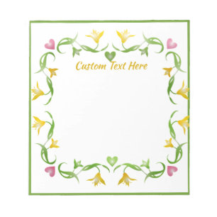 Elegante romantische gelbe Lilien rosa Herzen Noti Notizblock