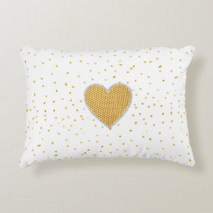 Elegante romantische Goldherz-Imitat-Glitterpunkte Dekokissen