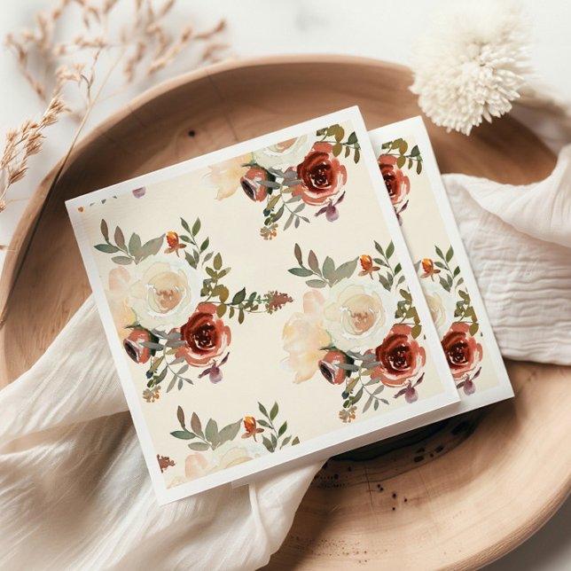 Elegante romantische Herbstblumenhochzeit Serviette (Von Creator hochgeladen)