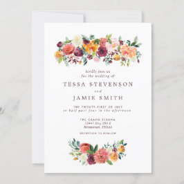 Elegante romantische Herbstfloralhochzeit Einladun Einladung